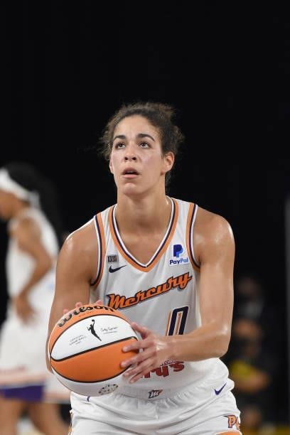 Kia Nurse of the Phoenix Mercury looks to shoot a free throw against the Los Angeles Sparks on June 18, 2021 at the Los Angeles Convention Center in...