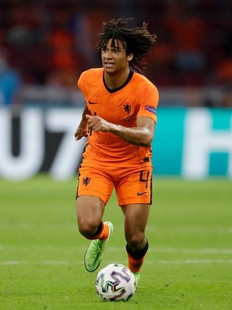Nathan Ake of Holland during the EURO match between Holland v Austria at the Johan Cruijff Arena on June 17, 2021 in Amsterdam Netherlands