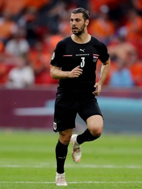 Aleksandar Dragovic of Austria during the EURO match between Holland v Austria at the Johan Cruijff Arena on June 17, 2021 in Amsterdam Netherlands