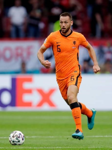 Stefan de Vrij of Holland during the EURO match between Holland v Austria at the Johan Cruijff Arena on June 17, 2021 in Amsterdam Netherlands