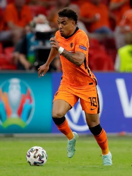 Donyell Malen of Holland during the EURO match between Holland v Austria at the Johan Cruijff Arena on June 17, 2021 in Amsterdam Netherlands