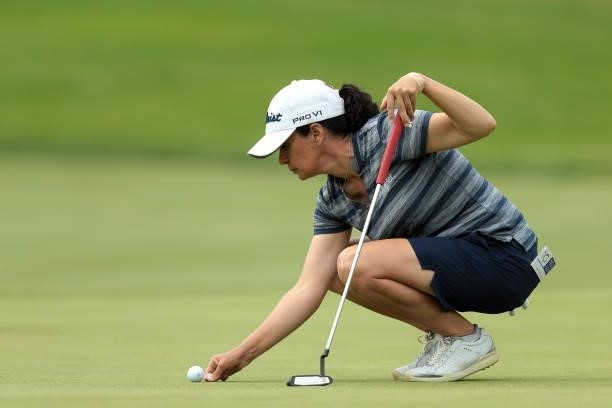 Mo Martin lines up her putt on the 10th green during the second round of the Meijer LPGA Classic for Simply Give golf tournament at Blythefield...