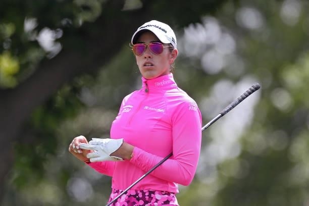 Maria Fassi of Pachuca, Mexico walks on the 17th fairway toward the green during the second round of the Meijer LPGA Classic golf tournament at...
