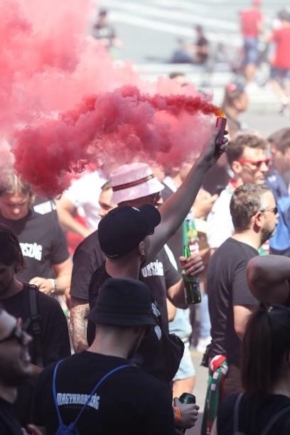 Fans gather before the UEFA Euro 2020 Championship Group F match between Hungary and France at Puskas Arena on June 19, 2021 in Budapest, Hungary.
