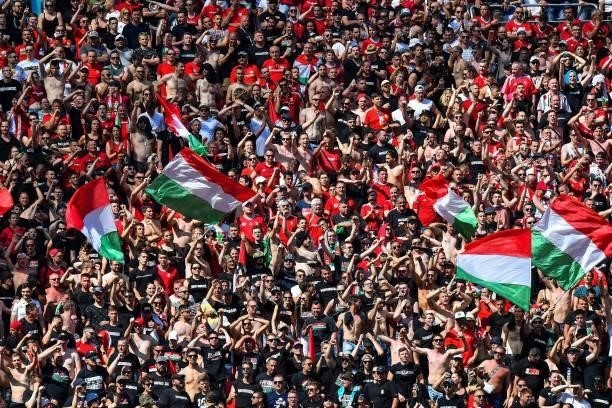 Hungaryan fans during the UEFA European Championship football match between Hungary and France at Ferenc Puskas on June 19, 2021 in Budapest, Hongrie.