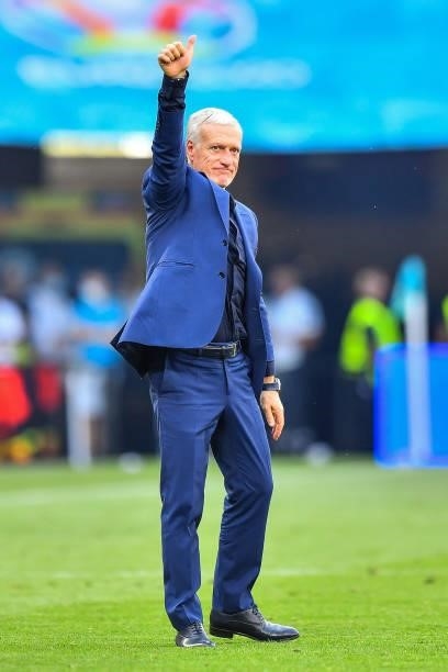 Didier DESCHAMPS head coach of France salutes the fans after the UEFA European Championship football match between Hungary and France at Ferenc...