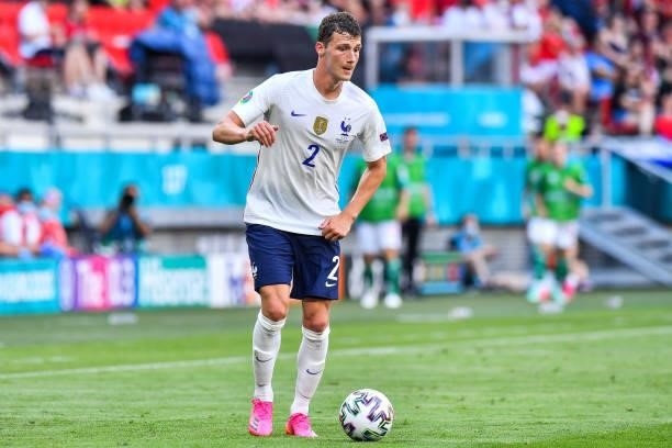 Benjamin PAVARD of France during the UEFA European Championship football match between Hungary and France at Ferenc Puskas on June 19, 2021 in...