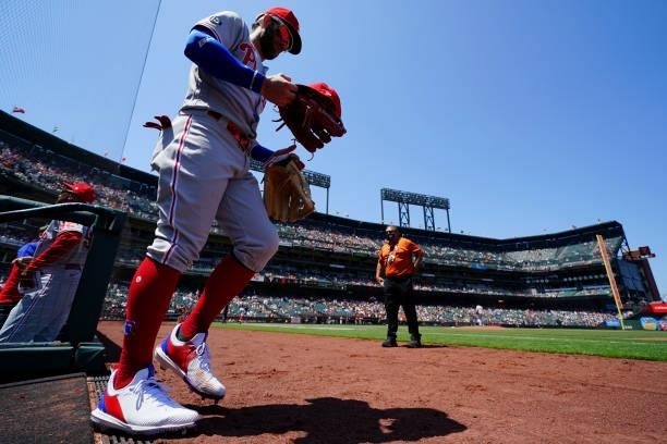 During the game between the Philadelphia Phillies and the San Francisco Giants at Oracle Park on Saturday, June 19, 2021 in San Francisco, California.