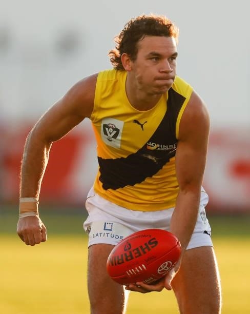 Daniel Rioli of the Tigers in action during the VFL Round 10 match between the Williamstown Seagulls and the Richmond Tigers at Downer Oval on June...