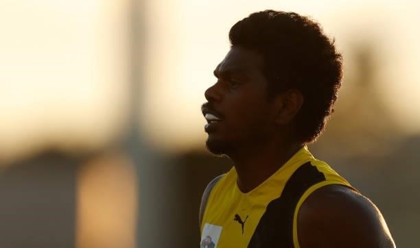 Maurice Rioli of the Tigers looks on during the VFL Round 10 match between the Williamstown Seagulls and the Richmond Tigers at Downer Oval on June...