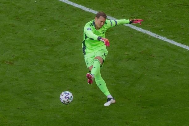 Goalkeeper Manuel Neuer of Germany controls the ball during the UEFA Euro 2020 Championship Group F match between Portugal and Germany at Football...