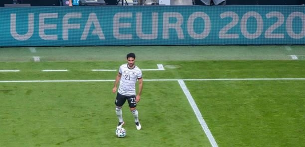 Ilkay Guendogan of Germany controls the ball during the UEFA Euro 2020 Championship Group F match between Portugal and Germany at Football Arena...