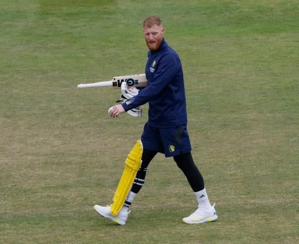 Ben Stokes of Durham walks to the pavilion after his warm up before the Vitality Blast match between Durham Cricket and Birmingham Bears at Emirates...