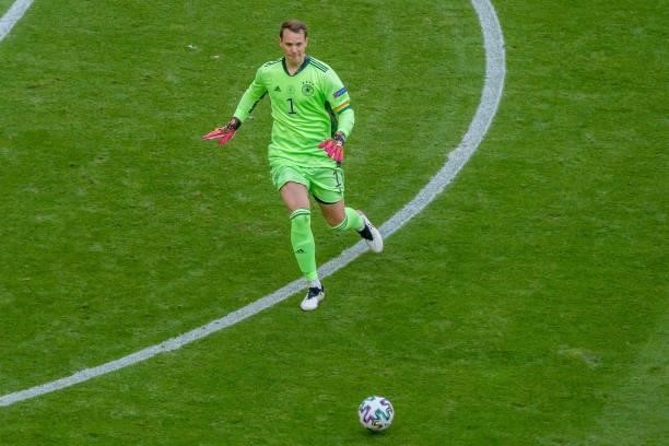 Goalkeeper Manuel Neuer of Germany controls the ball during the UEFA Euro 2020 Championship Group F match between Portugal and Germany at Football...