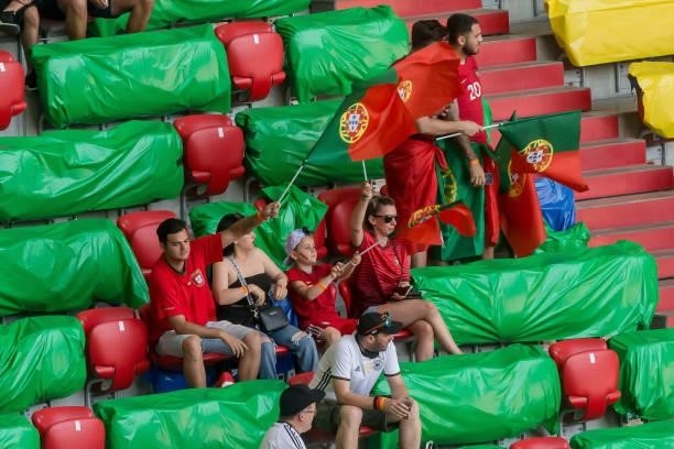 Supporters of Portugal during the UEFA Euro 2020 Championship Group F match between Portugal and Germany at Football Arena Munich on June 19, 2021 in...