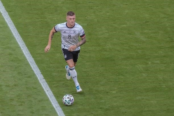 Toni Kroos of Germany controls the ball during the UEFA Euro 2020 Championship Group F match between Portugal and Germany at Football Arena Munich on...