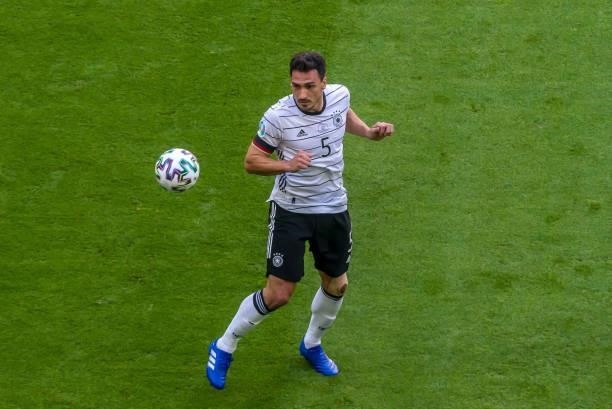 Mats Hummels of Germany controls the ball during the UEFA Euro 2020 Championship Group F match between Portugal and Germany at Football Arena Munich...