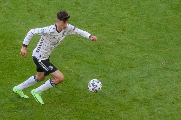 Kai Havertz of Germany controls the ball during the UEFA Euro 2020 Championship Group F match between Portugal and Germany at Football Arena Munich...