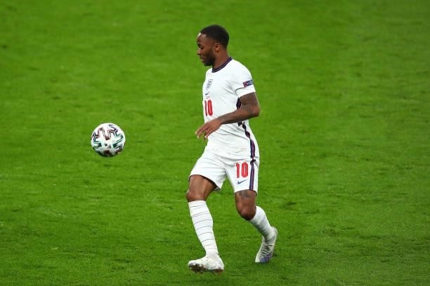 Raheem Sterling of England during the UEFA Euro 2020 Championship Group D match between England and Scotland at Wembley Stadium on June 18, 2021 in...