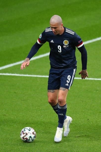 Lyndon Dykes of Scotland during the UEFA Euro 2020 Championship Group D match between England and Scotland at Wembley Stadium on June 18, 2021 in...