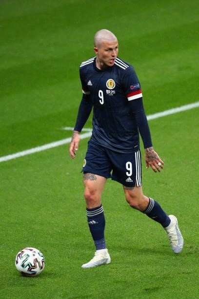 Lyndon Dykes of Scotland during the UEFA Euro 2020 Championship Group D match between England and Scotland at Wembley Stadium on June 18, 2021 in...