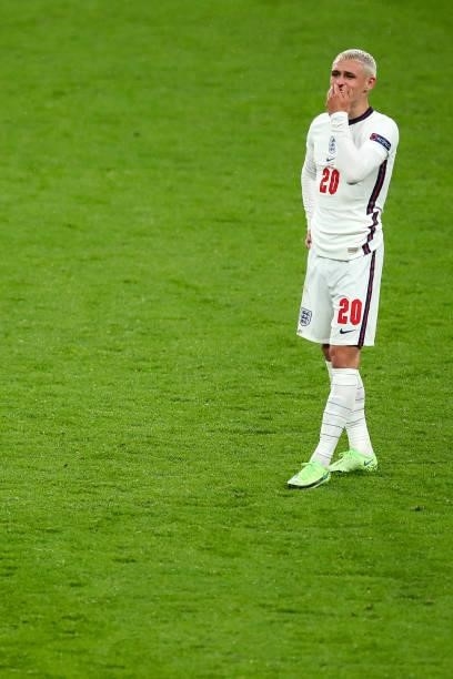 Phil Foden of England during the UEFA Euro 2020 Championship Group D match between England and Scotland at Wembley Stadium on June 18, 2021 in...