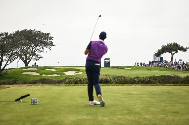 Rory McIlroy of Northern Ireland plays his shot from the 16th tee during the third round of the 121st U.S. Open on the South Course at Torrey Pines...