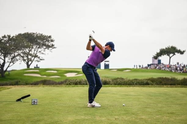 Rory McIlroy of Northern Ireland plays his shot from the 16th tee during the third round of the 121st U.S. Open on the South Course at Torrey Pines...