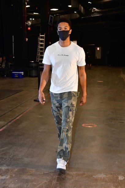 Ty-Shon Alexander of the Phoenix Suns arrives before the game against the LA Clippers during Game 1 of the Western Conference Finals of the 2021 NBA...