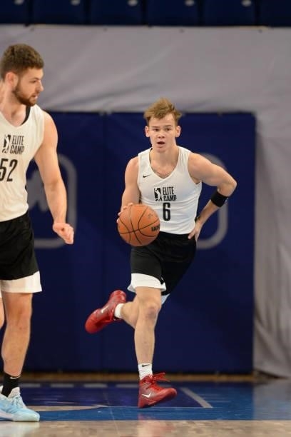 League Prospect, Mac McClung dribbles the ball during the 2021 NBA G League Elite Camp on June 20, 2021 at the Wintrust Arena in Chicago, Illinois....