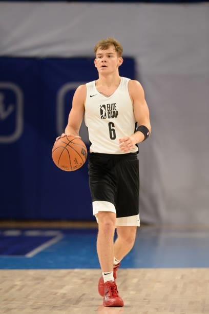 League Prospect, Mac McClung dribbles the ball during the 2021 NBA G League Elite Camp on June 20, 2021 at the Wintrust Arena in Chicago, Illinois....