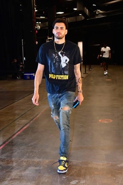 Abdel Nader of the Phoenix Suns arrives before the game against the LA Clippers during Game 1 of the Western Conference Finals of the 2021 NBA...