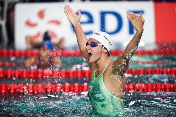 Marie WATTEL of France celebrates during the French Championships Olympic qualification at Odyssee on June 20, 2021 in Chartres, France.