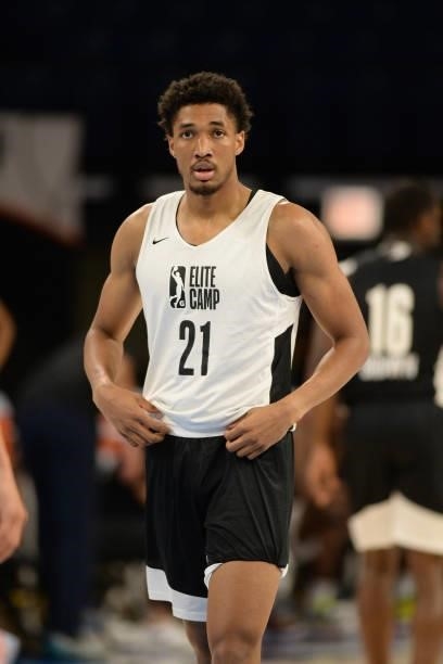 League Prospect, Aaron Wiggins looks on during the 2021 NBA G League Elite Camp on June 20, 2021 at the Wintrust Arena in Chicago, Illinois. NOTE TO...