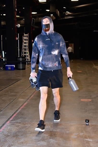 Frank Kaminsky of the Phoenix Suns arrives before the game against the LA Clippers during Game 1 of the Western Conference Finals of the 2021 NBA...