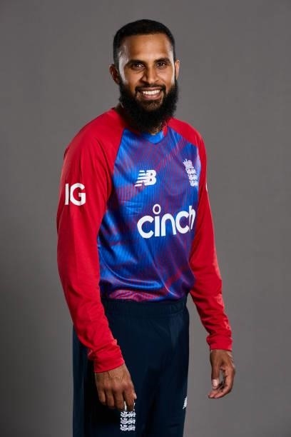 Adil Rashid of England poses during a portrait session at Sophia Gardens on June 20, 2021 in Cardiff, Wales.