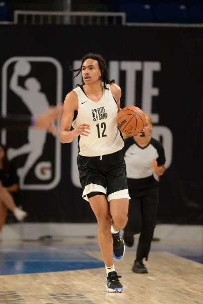 League Prospect, Dalano Banton dribbles the ball during the 2021 NBA G League Elite Camp on June 20, 2021 at the Wintrust Arena in Chicago, Illinois....