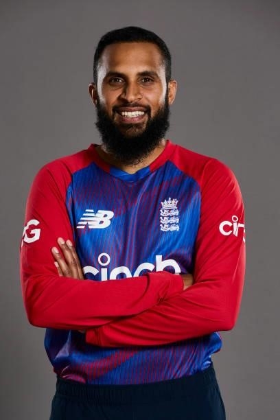 Adil Rashid of England poses during a portrait session at Sophia Gardens on June 20, 2021 in Cardiff, Wales.