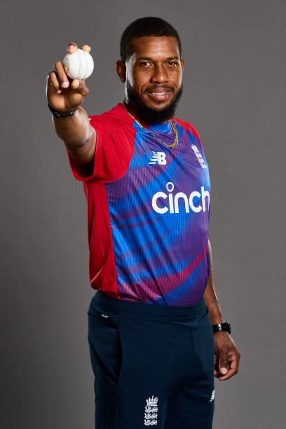 Chris Jordan of England poses during a portrait session at Sophia Gardens on June 20, 2021 in Cardiff, Wales.