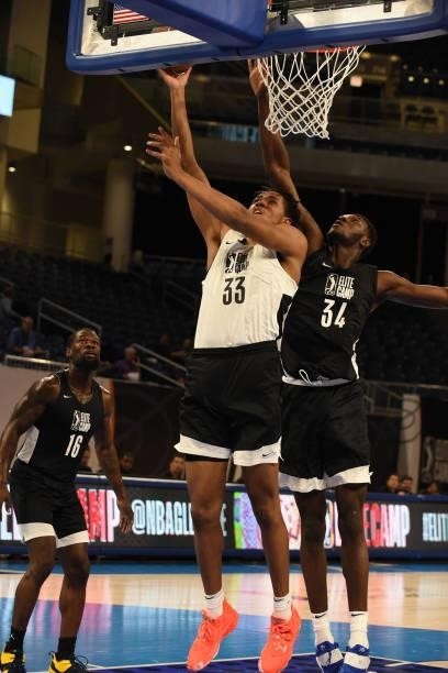 League Prospect, Orlando Robinson Jr. Drives to the basket during the 2021 NBA G League Elite Camp on June 20, 2021 at the Wintrust Arena in Chicago,...