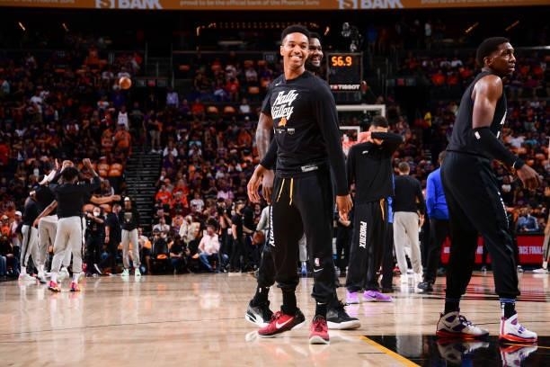 Ty-Shon Alexander of the Phoenix Suns smiles before the game against the LA Clippers during Game 1 of the Western Conference Finals of the 2021 NBA...