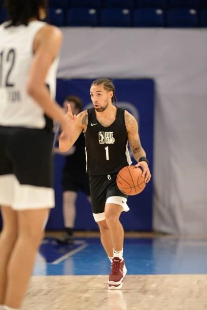 League Prospect, Jose Alvarado dribbles the ball during the 2021 NBA G League Elite Camp on June 20, 2021 at the Wintrust Arena in Chicago, Illinois....