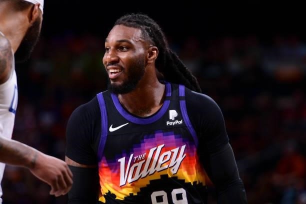 Jae Crowder of the Phoenix Suns smiles during the game against the LA Clippers during Game 1 of the Western Conference Finals of the 2021 NBA...