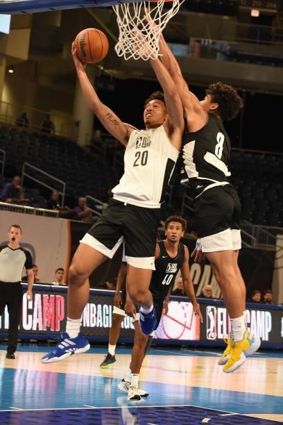 League Prospect, Jalen Wilson drives to the basket during the 2021 NBA G League Elite Camp on June 20, 2021 at the Wintrust Arena in Chicago,...