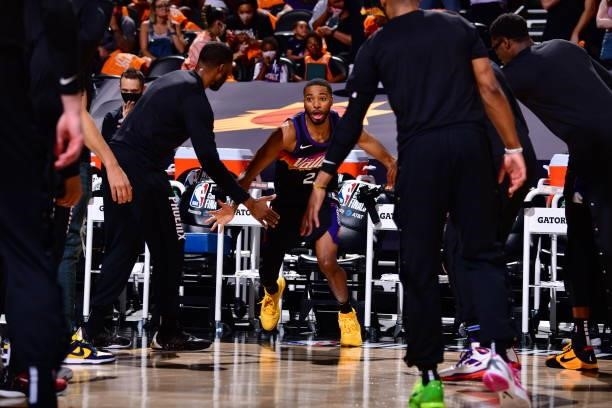 Mikal Bridges of the Phoenix Suns is introduced before the game against the LA Clippers during Game 1 of the Western Conference Finals of the 2021...