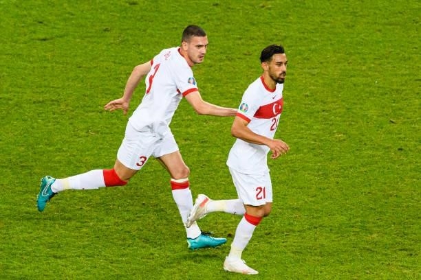 Irfan Can Kahveci of Turkey runs in the field after scoring his goal during the UEFA Euro 2020 Championship Group A match between Switzerland and...