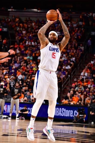 DeMarcus Cousins of the LA Clippers shoots the ball during the game against the Phoenix Suns during Game 1 of the Western Conference Finals of the...
