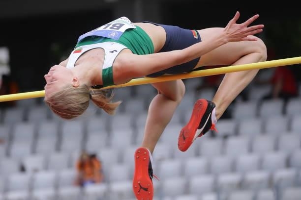 Maryia Zhodzik of Belarus competes in the Women's High Jump Final on Day 2 at the European Athletics Team Championships First League on June 20, 2021...