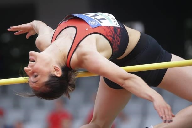 Esmanur Alkaç of Turkey competes in the Women's High Jump Final on Day 2 at the European Athletics Team Championships First League on June 20, 2021...