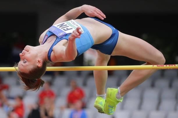 Sini Lällä of Finland competes in the Women's High Jump Final on Day 2 at the European Athletics Team Championships First League on June 20, 2021 in...